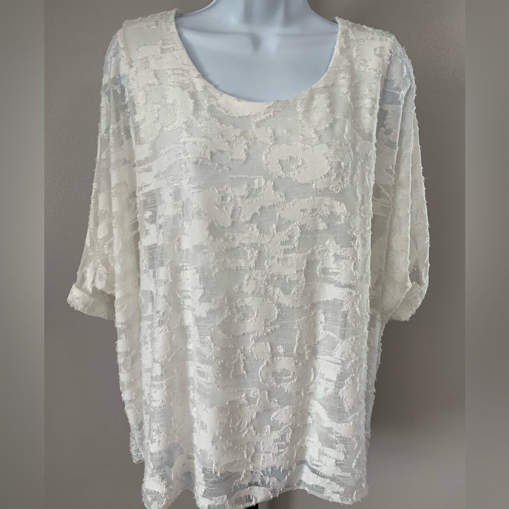 Michael Tyler Elegant White Textured Women's Top